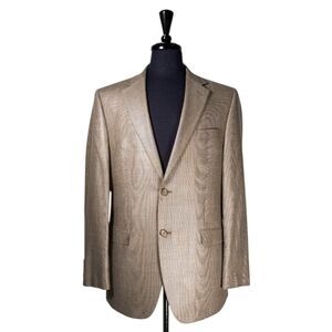 Ralph Lauren Mens 40R Beige Check Silk Wool Sport Coat Blazer Slim Fit Jacket